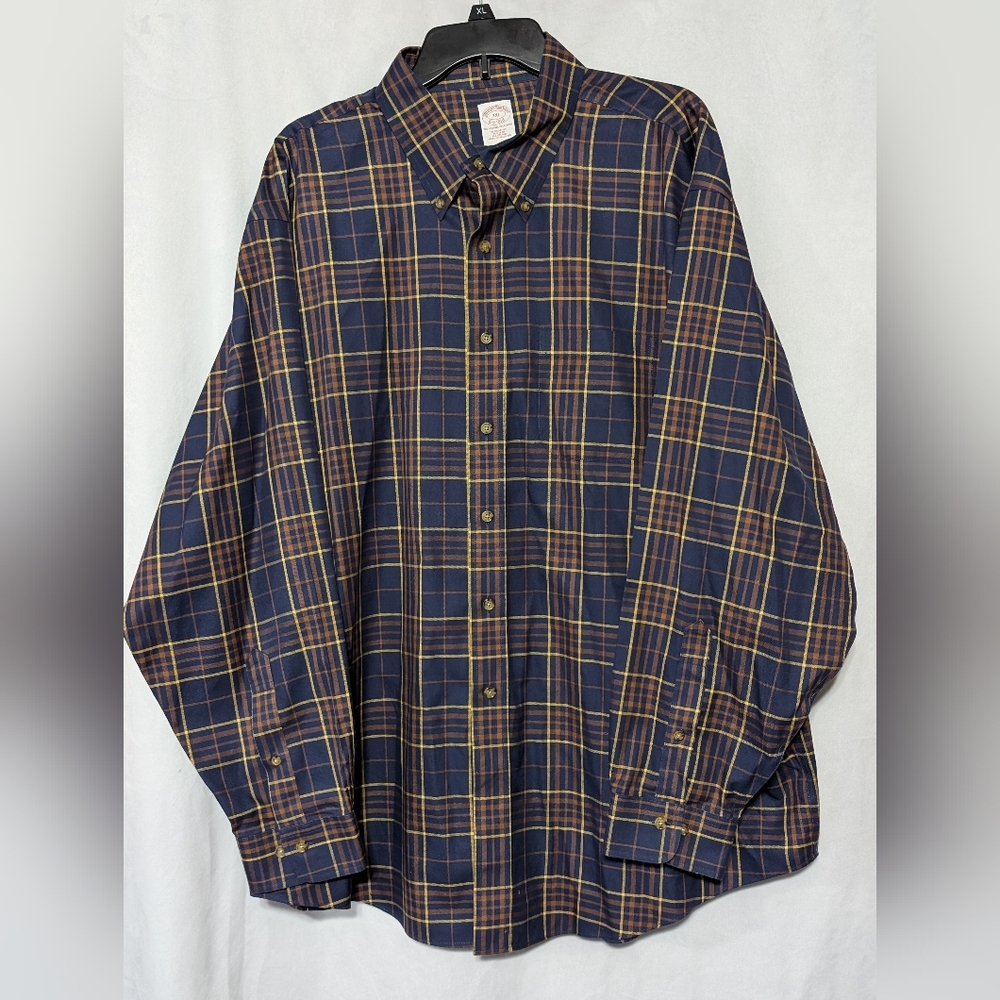 🌷EUC Brooks Brothers The Original Polo Non-Iron Plaid Long Sleeve Shirt XXL